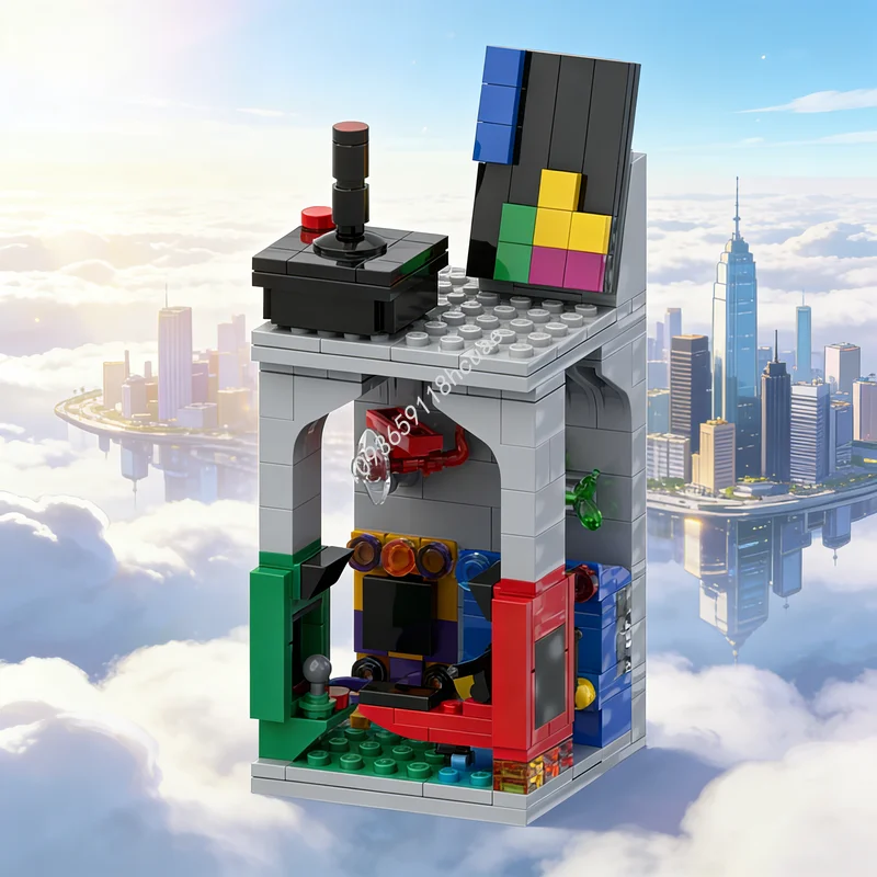 253 peças MOC Blocos de Construção de Mini Modelo de Paisagem Modular de Arcade, Brinquedo de Construção, Presentes de Natal, Ideia Criativa, Tijolo Educacional