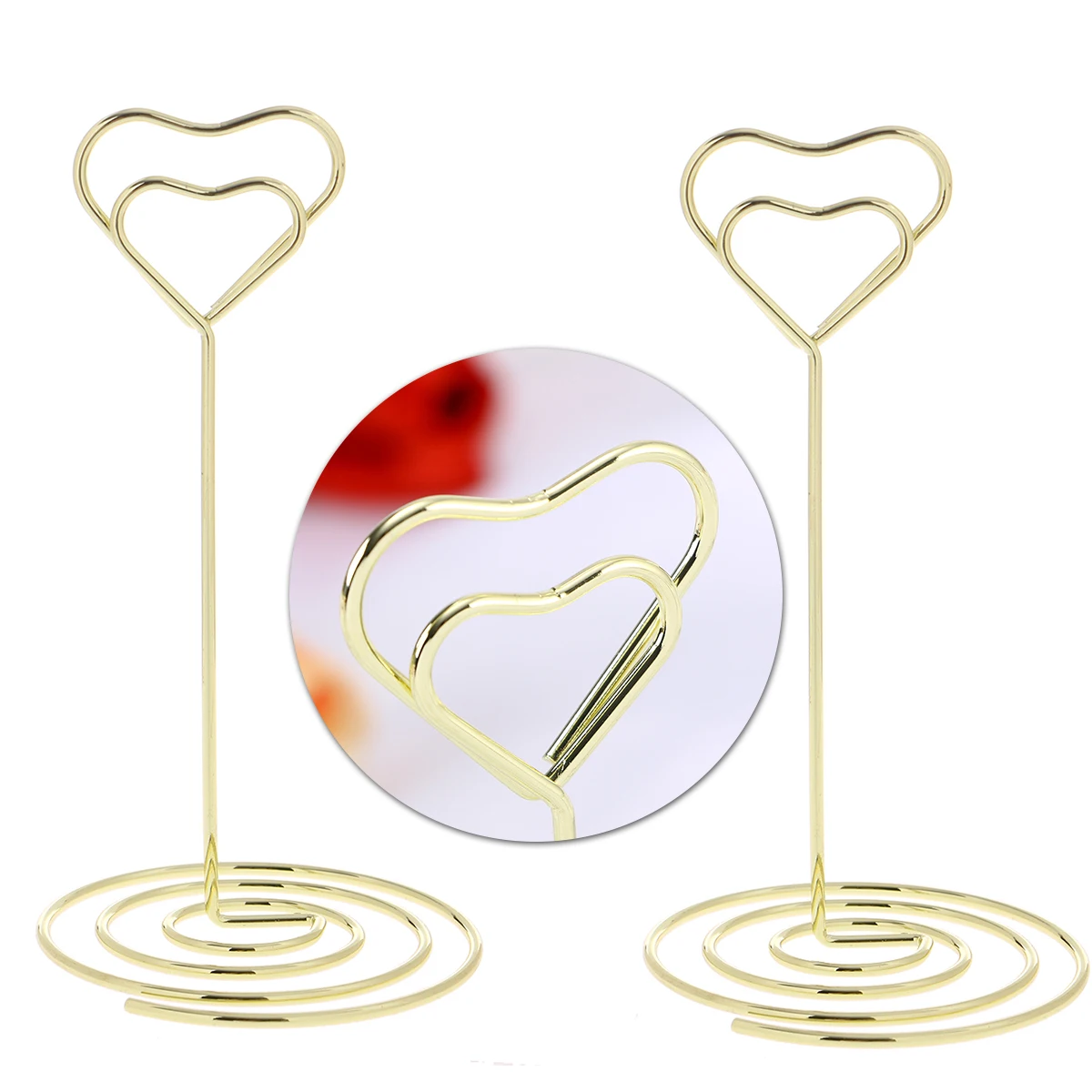 

10pcs Shaped Metal Clips Photo Memo Table Number Spiral Base Wedding Office Use Menu Party Clips Paper
