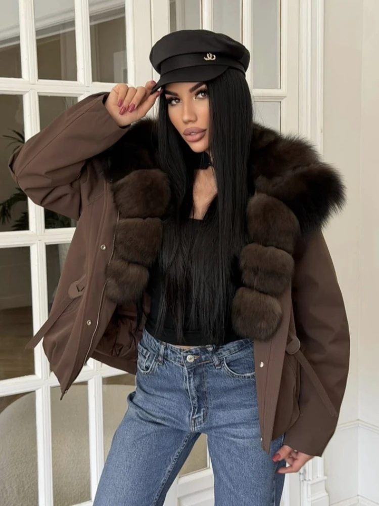 Women Winter Puffer Jacket Waterproof Goose Down Coat High Street Oversized Real Fur Jacket Warm Genuine Fur Collar Cold Weather