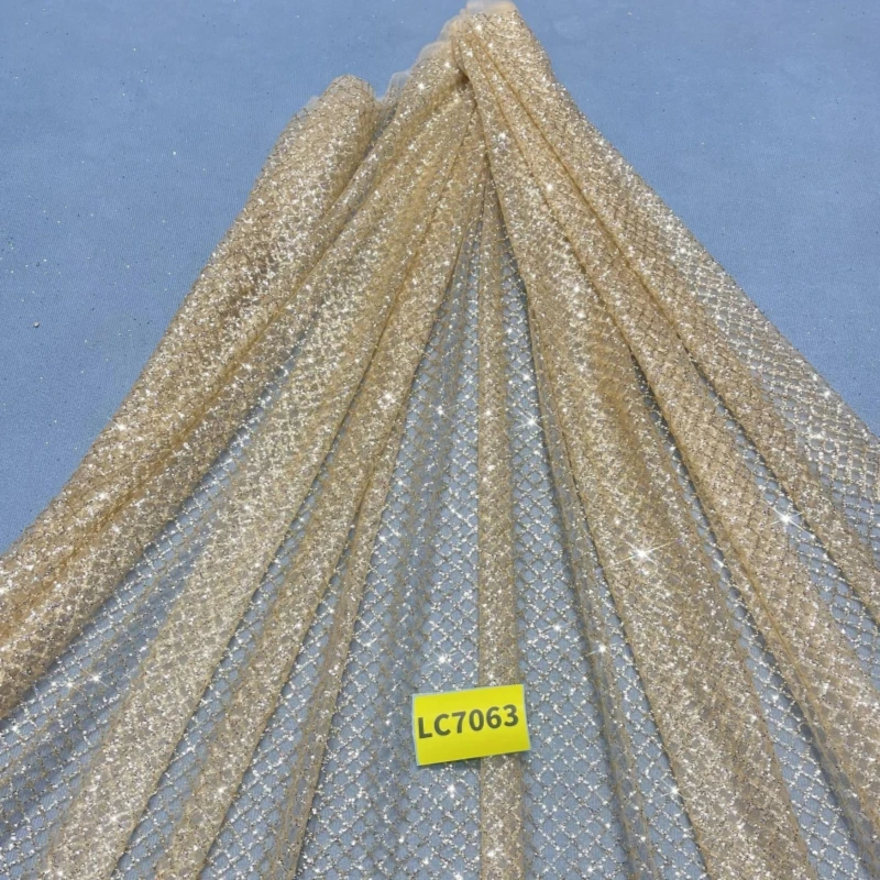 10 Yards Gold Patterned Wedding Dress Fabric with Mesh Spray Lace 150cm Wedding Party Spray gold Tull fabric