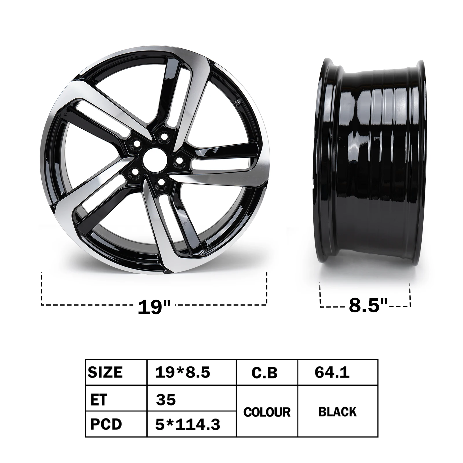 19 Inch Black Aluminum Wheel Rim for Honda Accord 2018-2022 New Replacement Vehicle Accessory