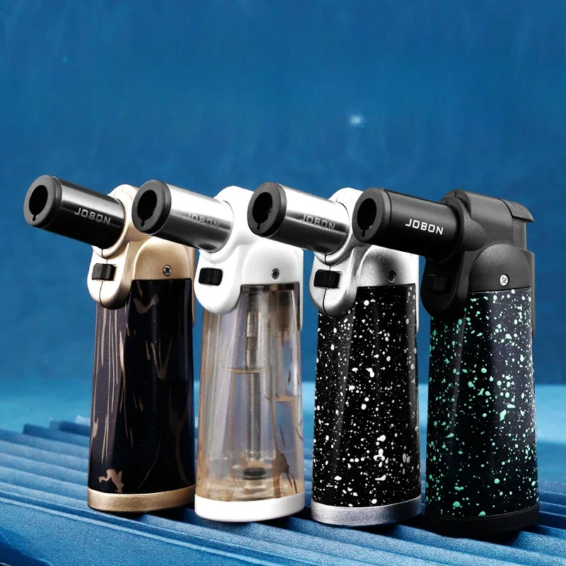 JOBON Gas Lighter Small Portable Clear Compartment Elbow Straight Blue Flame Lighter Men\'s Cigar Accessories Lighter