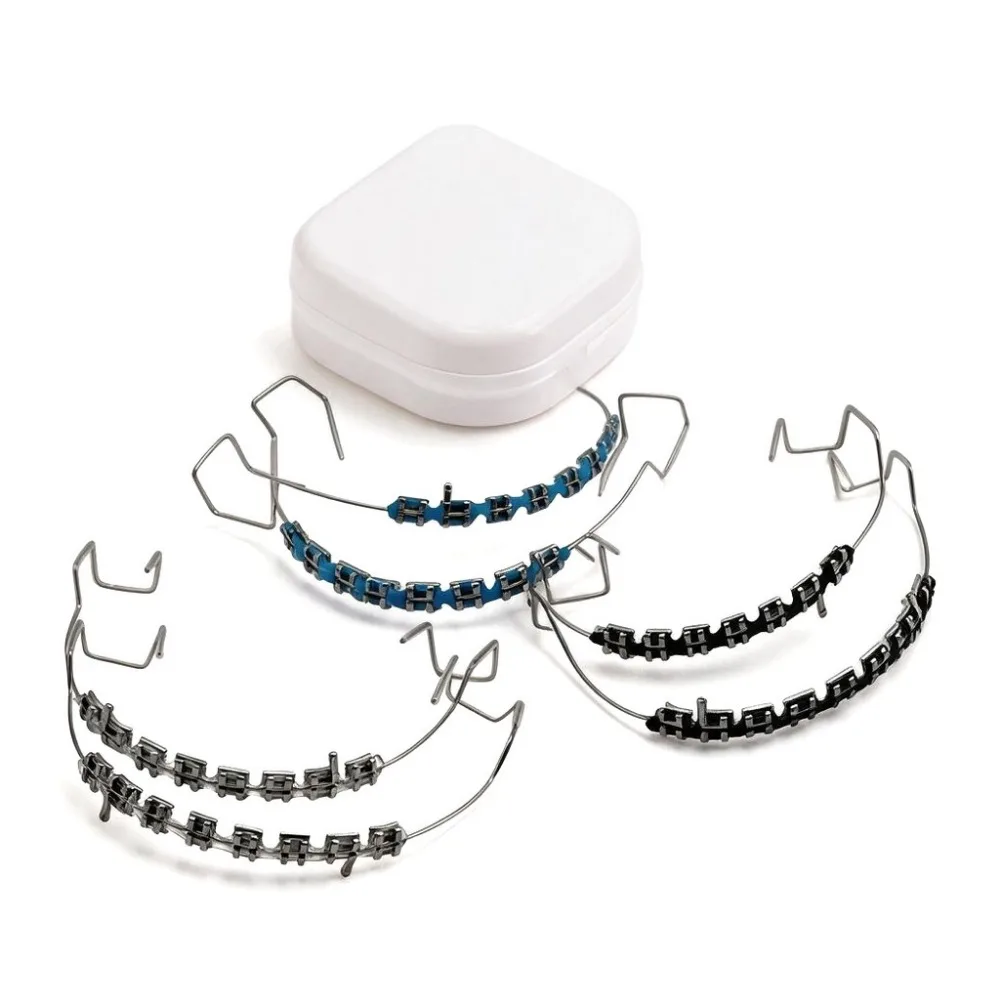 1 Pair Colorful Temporary Tooth Decoration with Box, Metal Wires Orthodontic Ligature Ties & Fake Braces Brackets Quality