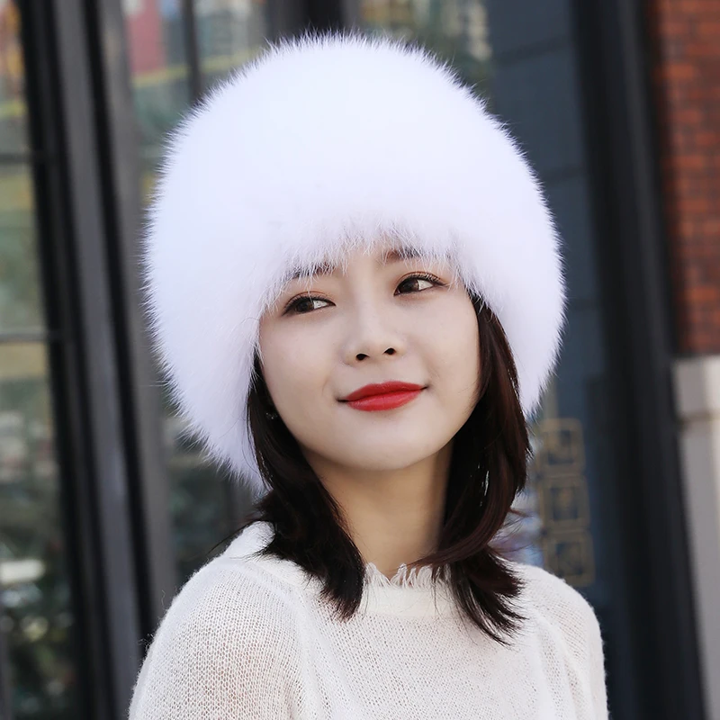 Real Fox Fur Hat Women Winter Luxury Knitted Fur Caps Russians Thicken Bomber Hats Natural Fox Fur Hats With Ear Protection