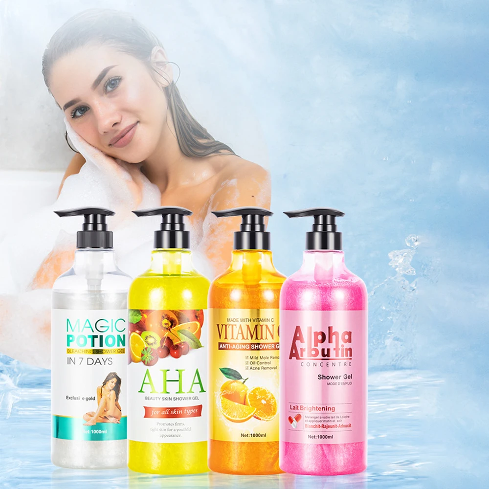 Vitamin C Arbutin AHA Bleached Shower Gel Deep Cleansing Brighten Skin Scrub Body Wash Exfoliator Body Care Fragrance Skincare
