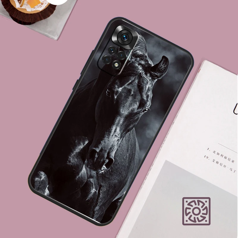 Beautiful Black Horse Phone Case For Xiaomi Redmi Note 13 12 12S 12C 13C 10 10C 9 9C 10S 11S 11 Pro Soft Cover image 2