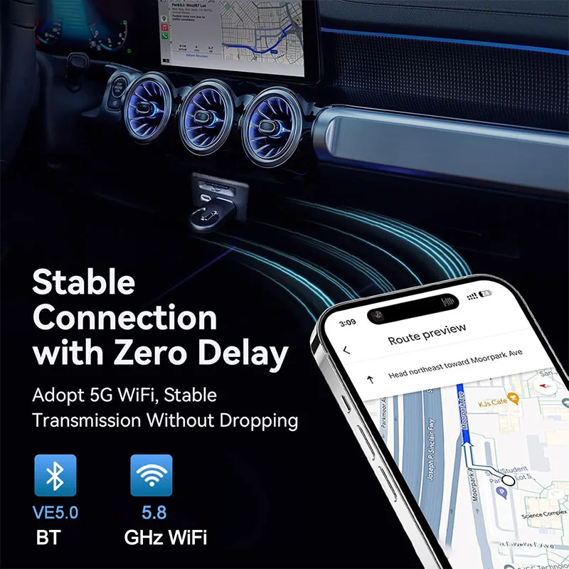 2025 2 in1 Wired to Wireless CarPlay Android Auto Adapter Plug&Play Stable BT WiFi Connect OTA Upgradable Fit 99% Vehicle