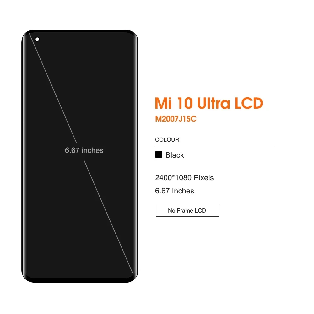 AMOLED For Xiaomi Mi 10 Ultra LCD Display Touch Screen Digitizer Assembly 6.67\