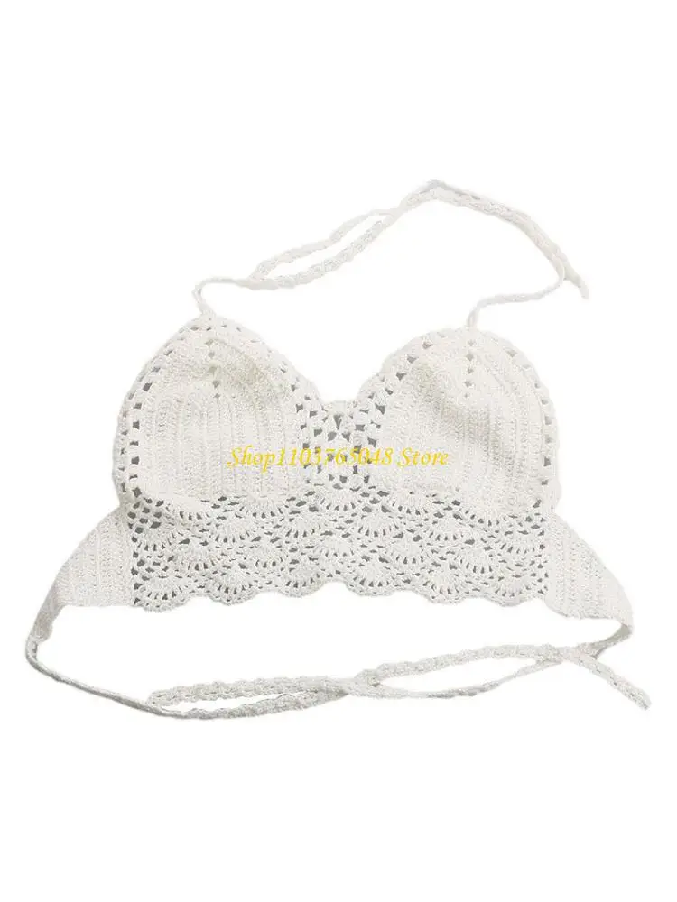 R53E Women Sexy Handmade Swimwear Crochet Beach Swimsuit Cover Up Knitted Tops