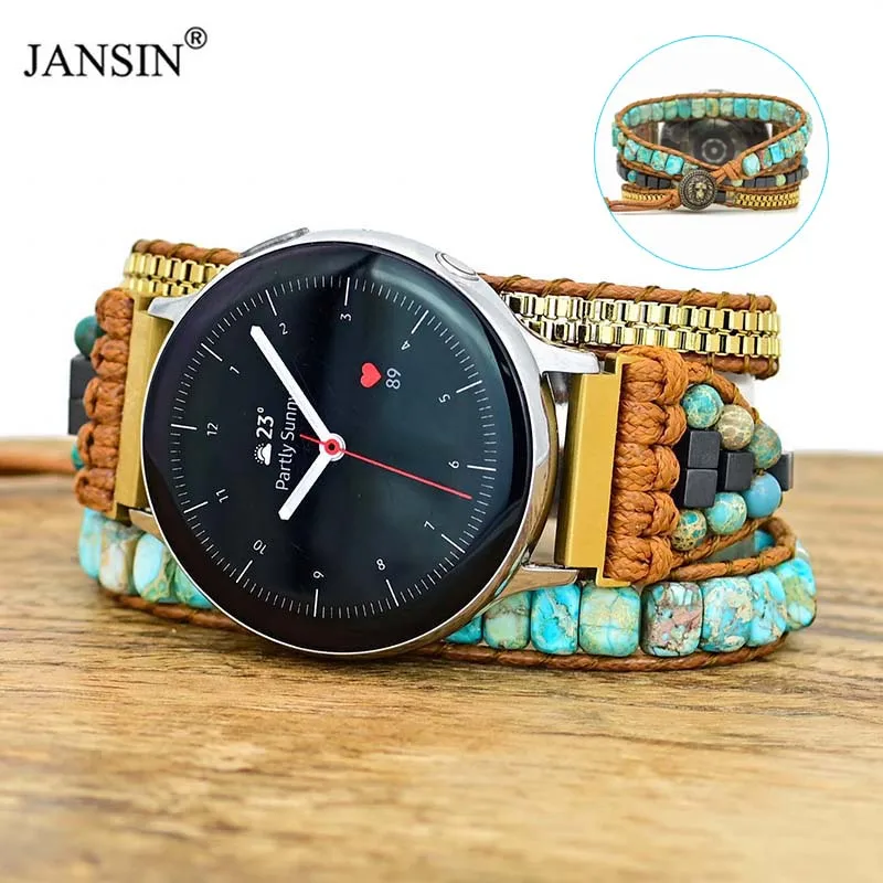 20mm 22mm Bohemian Watch Band For Amazfit Bip GTS GTR 42MM 47MM Weave Strap DIY Stone Bracelet For Huawei Watch 2/2e/gt2/3 Pro