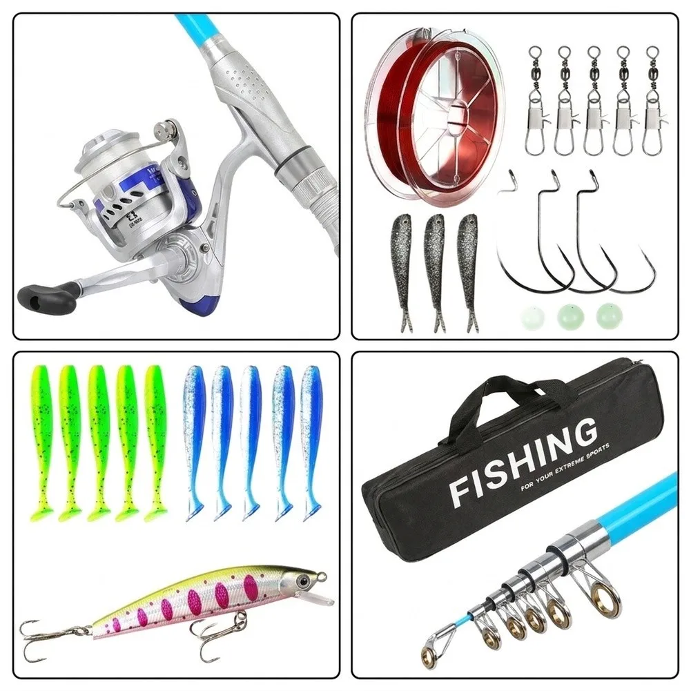Freshwater Saltwater Fishing Fishing Gear Set Silver Blue for versatile Fishing Application Fiberglass Construction