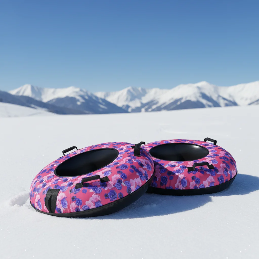 Top Rated Inflatable Snow Tube Foldable Safety Grip Handles Heavy Duty Winter Snow Sled