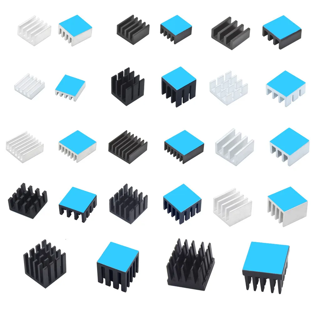 Aluminum Heatsink Radiator Heat Sink for Electronic IC Chip RAM MOS Dynatron Raspberry Pi Cooling With Thermal Conductive Tape