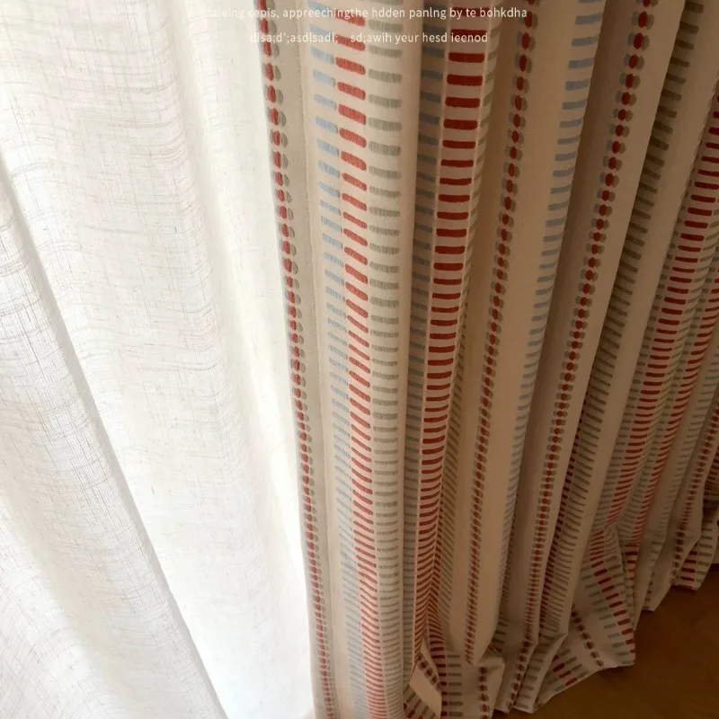 Colorful Korean-style Blackout for Kids' Rooms French Pink Woven Texture Dopamine Curtains for Living Dining Room Bedroom