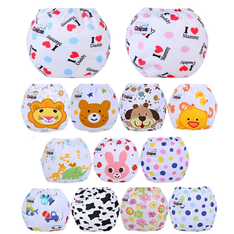 

Washable Baby Diapers Reusable Onesize Cloth Nappies Waterproof Newborn Cotton Diaper Cover For Children Training Pants 0-3Y