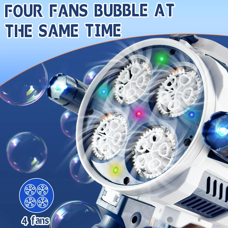 Rechargable Automatic Bubble Machine Gun, No Dip Automatic Bubble Machine With Colorful Lights, 10000+ Bubbles, Suitable For Chi