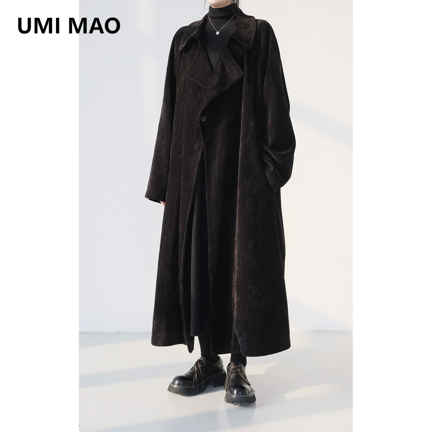 UMI MAO Dark Wind High Weight Fleece Big Coat Suit Collar Thick Warm Long Coat Winter Female Overcoat