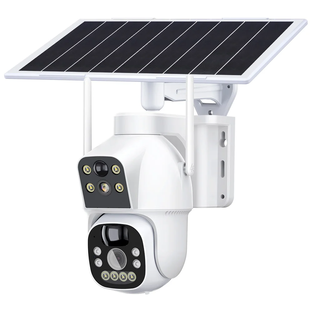 Wholesale Dual Lens Outdoor Memory Card Motion Detection Solar Panel Energy Low Power Wifi Security Network PTZ solar Camera