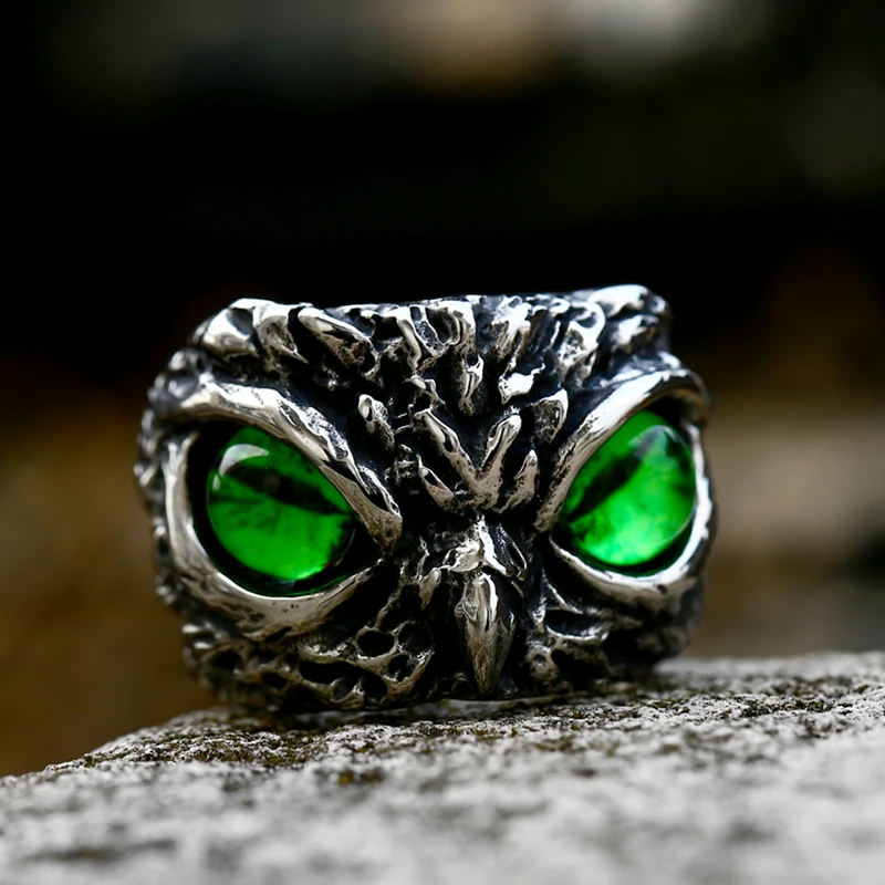 Beier 2022 New316L Stainless Steel Viking Owl Ring Multicolor Eyes  With Natural Stones For Men Women Jewelry Drop shipping