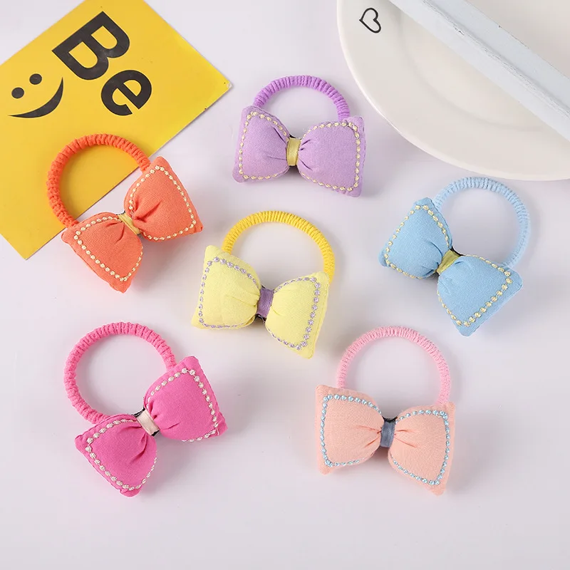 Weaving Scrunchie Headwear 2023 New Kids Elastic Rubber Kawaii Sweet Bow Hair Bands Ties for Children Girls Clothes Accessories