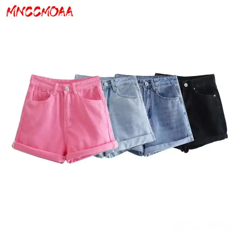

MNCCMOAA-Women's Casual Denim Shorts, High Waist, Loose, Comfort Short Jeans, Female, Summer, New, 2024