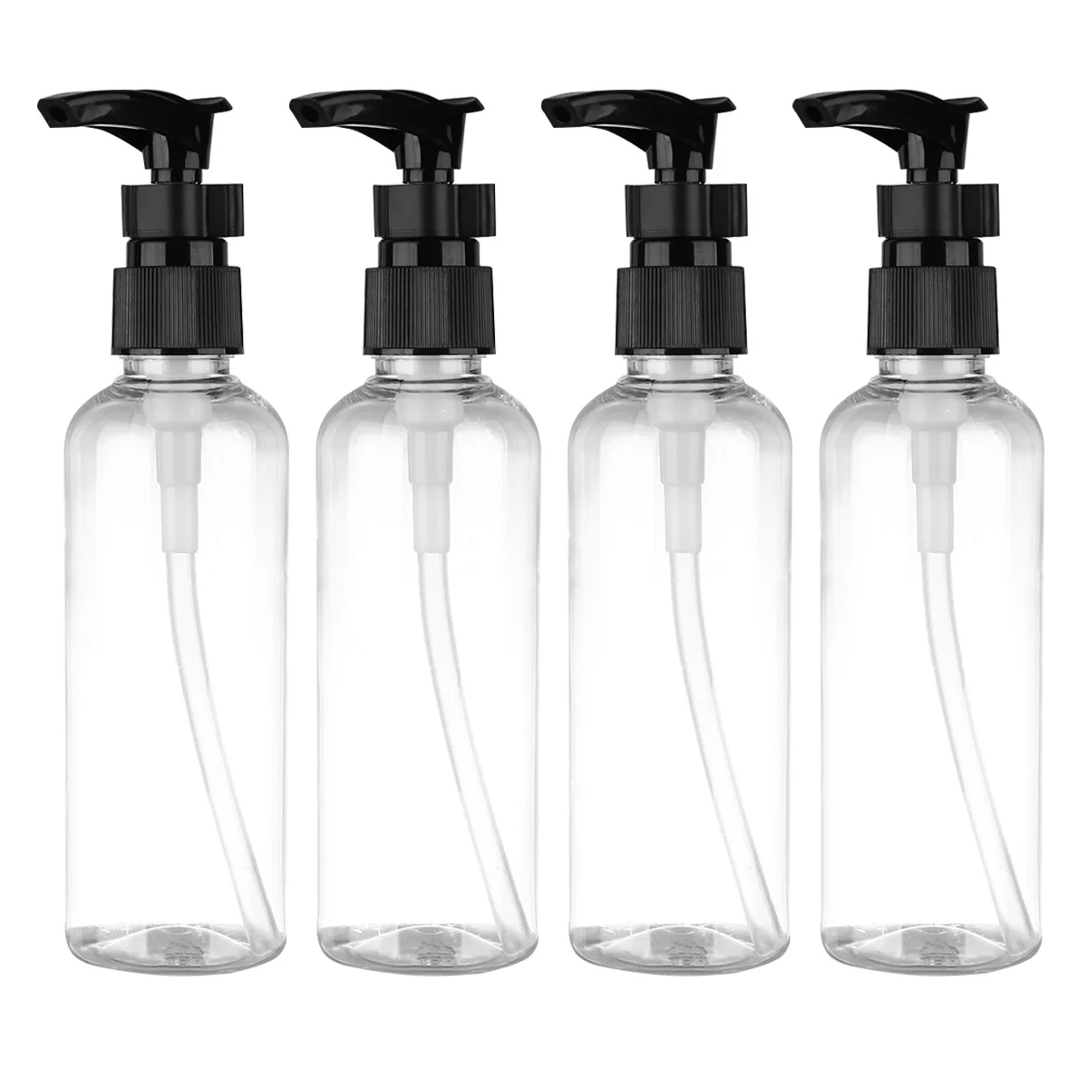 

4pcs Emulsion Bottles Shampoo Dispenser Travel Containers Pump Design Reusable Liquid Soap Body Wash Toiletry Eco Plastic