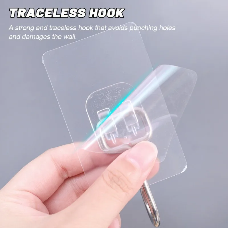 10/5/1PCS Transparent Wall Hooks Heavy Duty Multi-Purpose Towel Clothes Key Punch Free Hook Door Hangers for Kitchen Bathroom