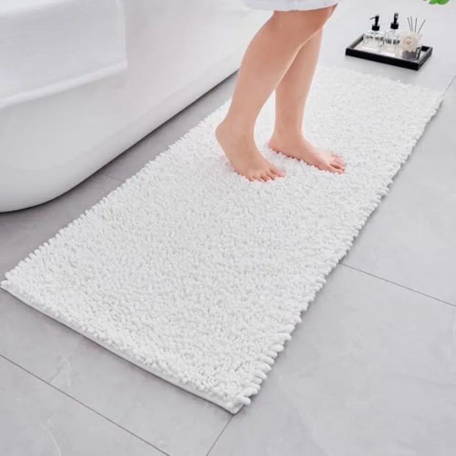 

Bathroom Rugs Non Slip Washable 55x24, Extra Thick Soft Chenille Absorbent Bath Mat, High Density Barrier Non Slip Backing, Qui