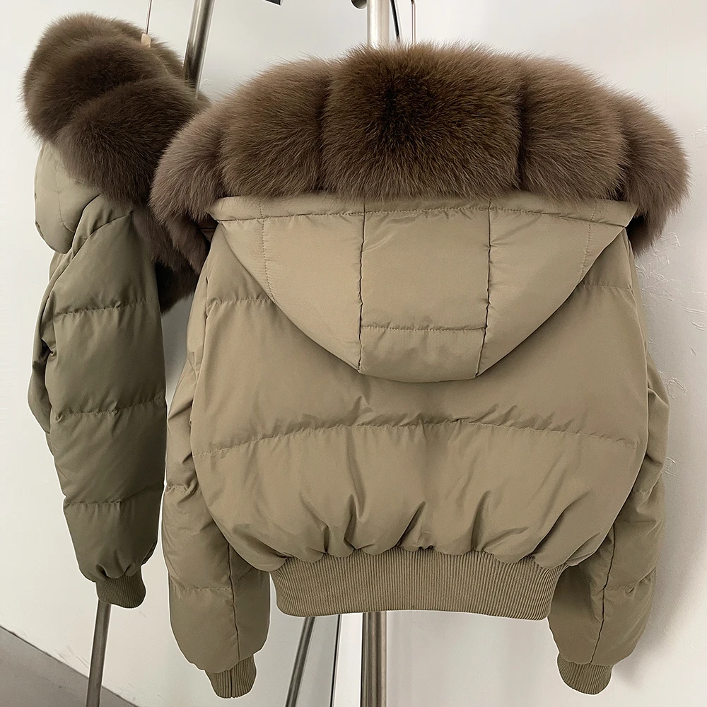 후드 달린 리얼리티 퍼 코트 덕 다운 재킷 여성 트렌드 파카 천연 퍼 겨울 여성 의류 여성 데미시즌 재킷
