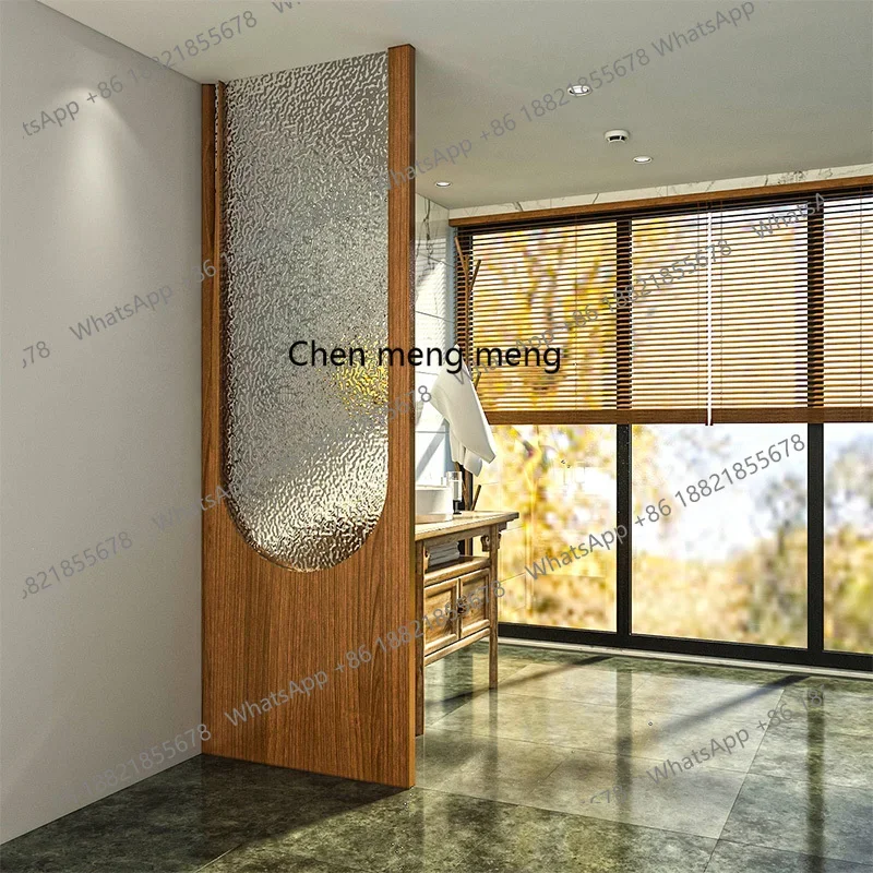Hot sales Changhong glass partition living room entrance solid wood entry screen wood grille light luxury creative shading