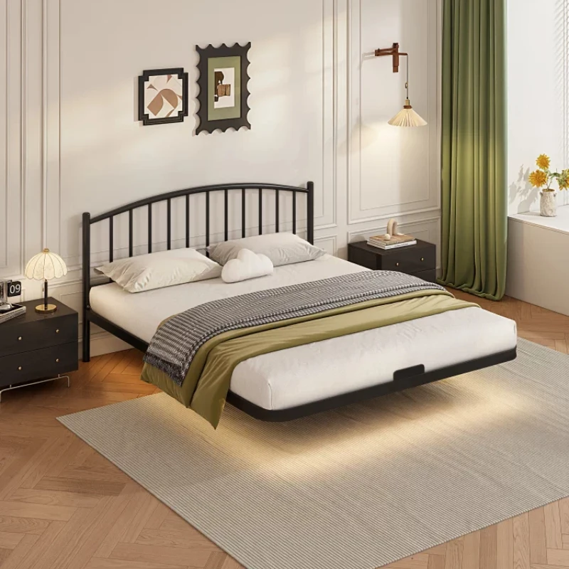 Yjq wrought iron bed household bedroom rental room 1.5 meters single iron bed frame thickened row skeleton bed