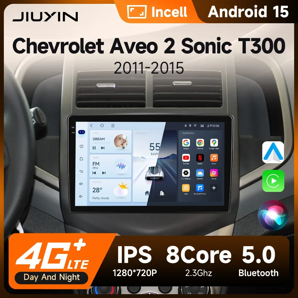 JIUYIN  8Core 4G 2din Android Car Radio Multimedia Player For Chevrolet Aveo 2 Sonic T300 Autoradio CarPlay Navigation GPS