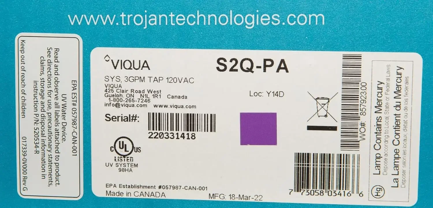 S2Q-PA Home Stainless Steel Ultraviolet Water System - 5GPM 22W