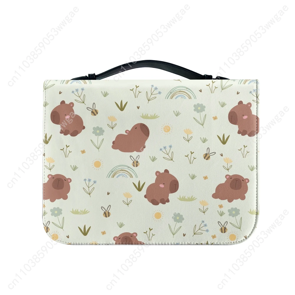 Capybara Cartoon Bible Bag Christian Gift Personalized Cover Bible Pack Waterproof Leather Bag High Quality Pockets Package Case