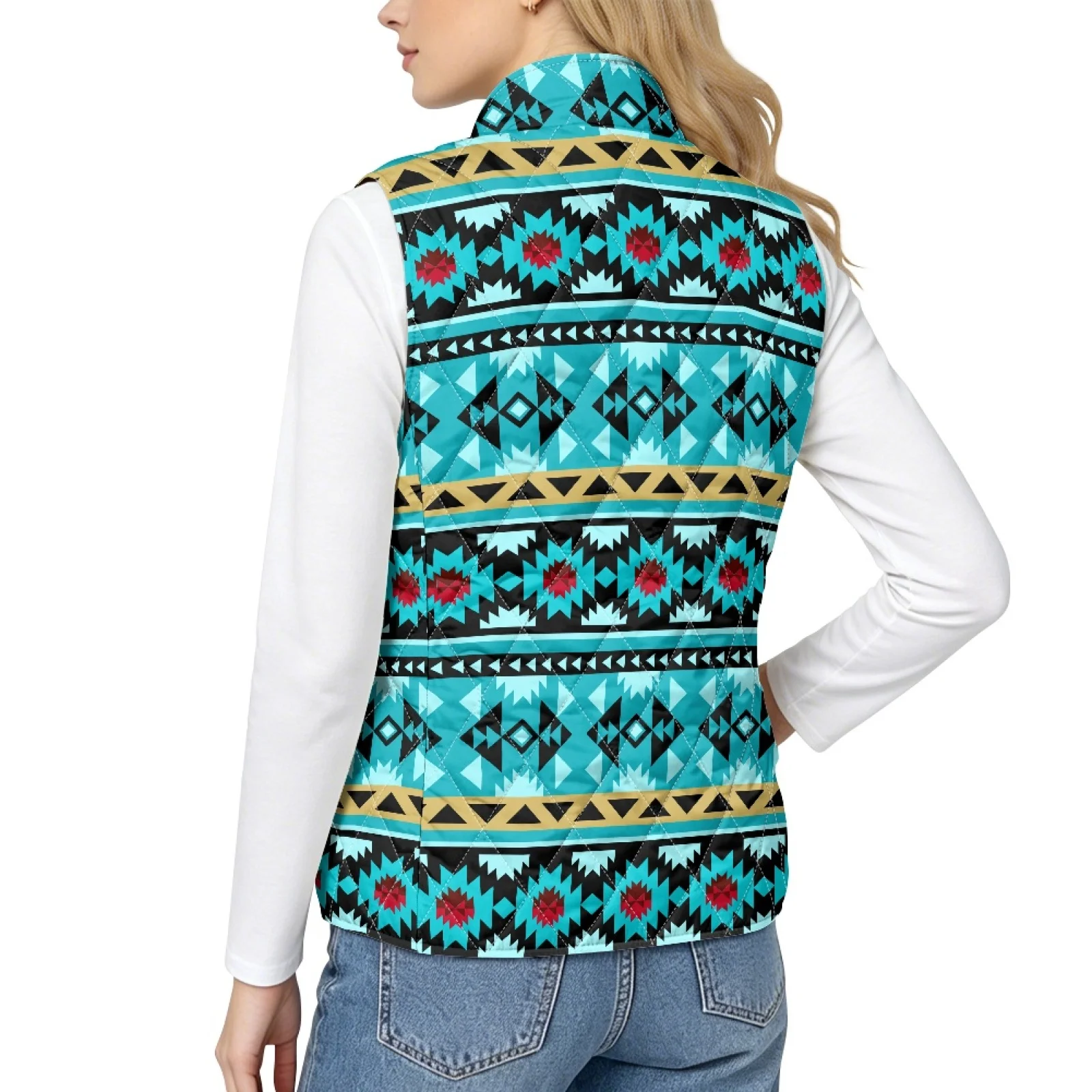 PENSTROLL Turquoise Casual Walking Gilet Lightweight Quilted Jacket Vest for Women Women's Quilted Vest for Spring Running