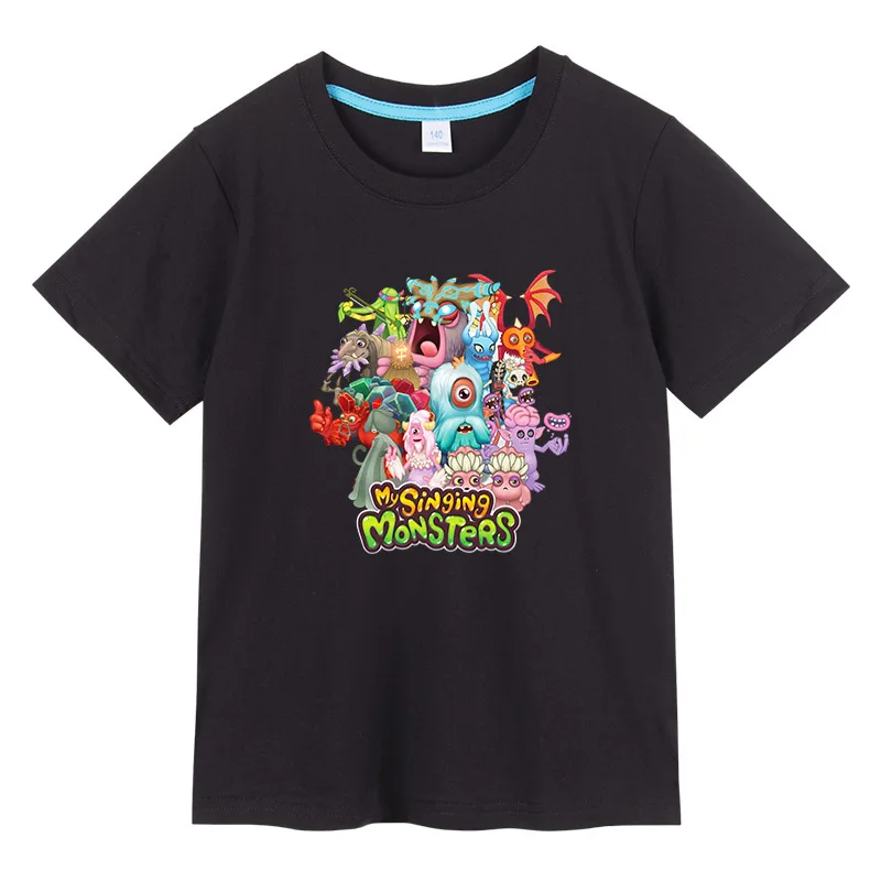 Kaus anak-anak My singing monster kaus lengan pendek anak perempuan anak laki-laki katun 100% baju kasual anak-anak musim panas atasan rompi uniseks