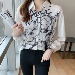 cartoon printing ladies shirts Women's Blouses Spring Autumn Long Sleeve Shirts Tops Blusas Mujer