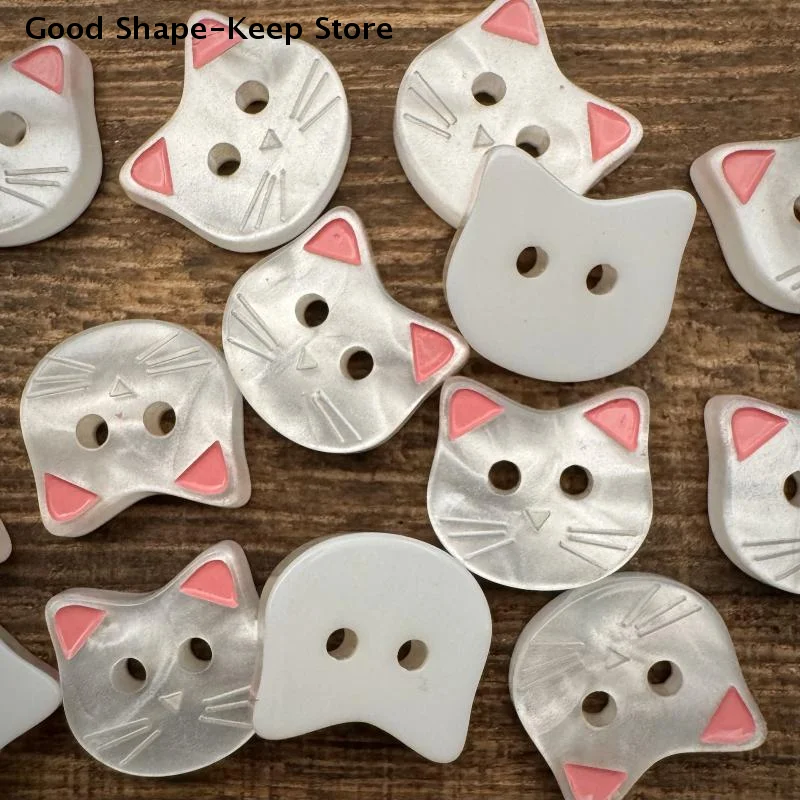 Pack of 10 Adorable Cartoon Cat Buttons with Ears; Stylish Resin Fasteners for Crafting