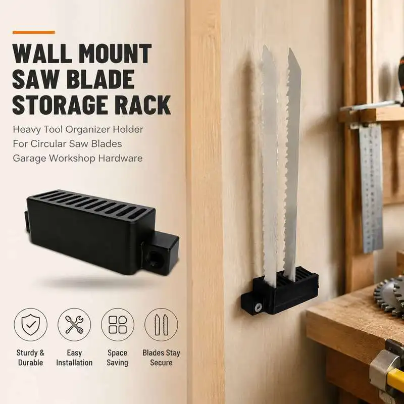 Garage Wall Hanging Saw Blade Holder Space Saving Workshop Tool Storage Bracket Cutting Disc Organizer