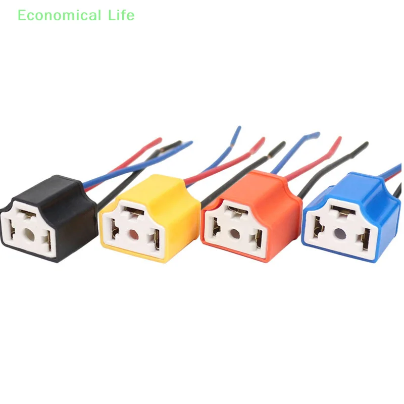 H4 Three Holes Ceramic Wire Wiring Car Head Light Bulb Lamp Harness Socket Plug Auto H4 Connector Plug