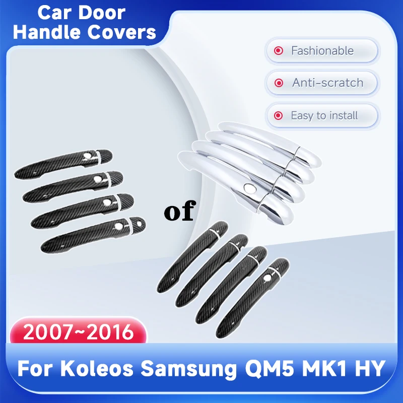 Door Handle Cover For Renault Koleos Samsung QM5 MK1 HY 2007~2016 2008 2009 Car Accessories Rustproof Stickers Trim Style Gadget