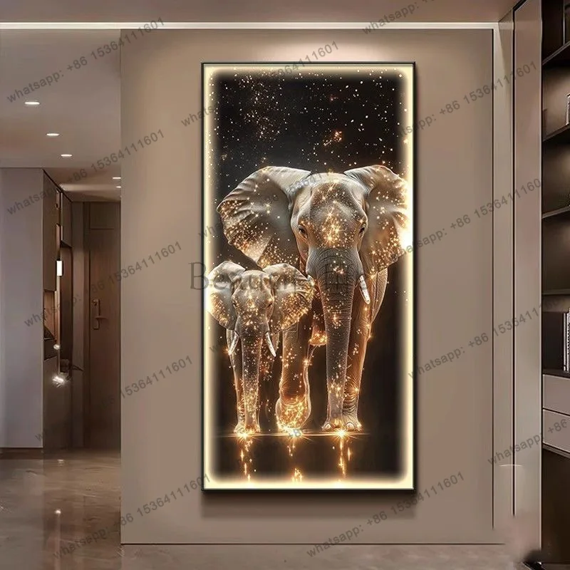Modern light luxury entrance decorative painting high sense elephant corridor end hanging painting luminous