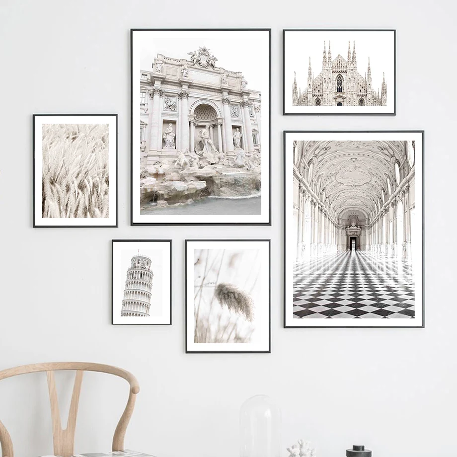 Trevi Fountain Milan Cathedral Scape Wall Art Canvas Painting Nordic Posters And Prints Wall Pictures For Living Room Decor