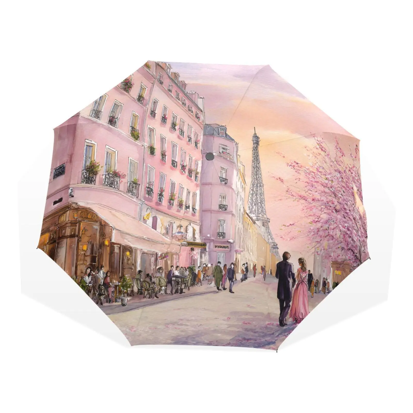

Paris street printed three fold umbrella, lightweight sun umbrella suitable for fashionable women New 2026