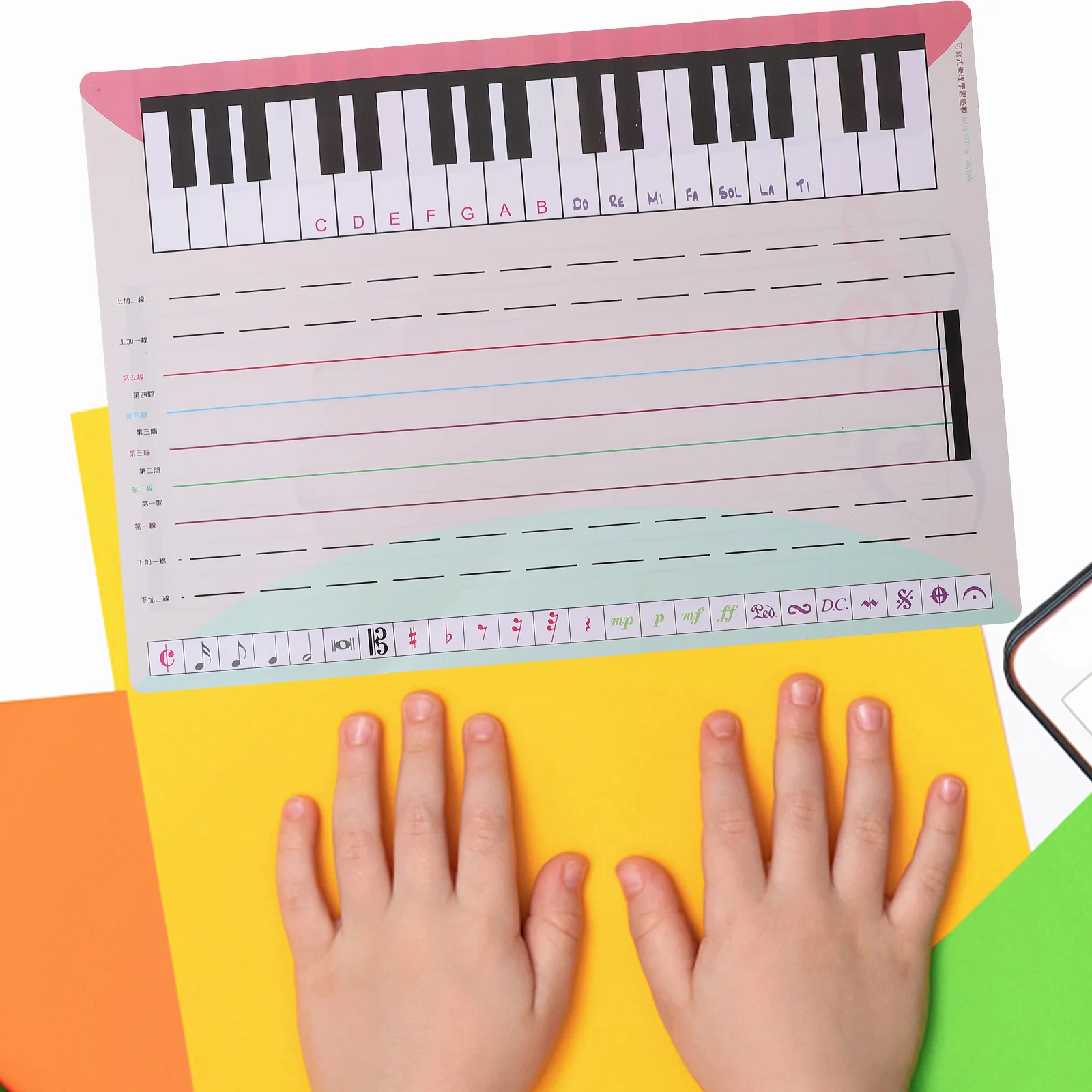 Staff Whiteboard Music Note Recognition Teaching Tool Piano Stave Cards Slats Reusable Pet Erasable Film Stickers Notation