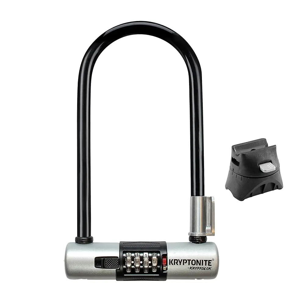 

Combo Bike U-Lock, Anti-Theft Security, 12.7mm Steel Shackle, 4-Digit Resettable Combination, U-Shape, Black