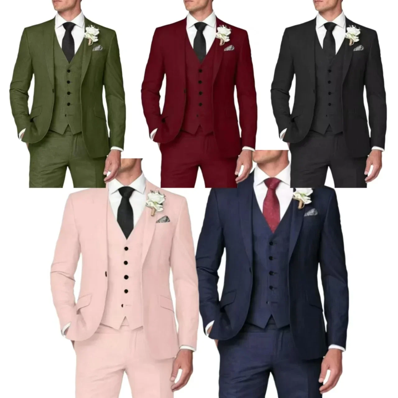 

Tuxedo Set for Graduation ，Formal Men Elegant Simple 3 Piece Blazer Vest Pants Sets，blazers Man，Summer Beach，Banquet