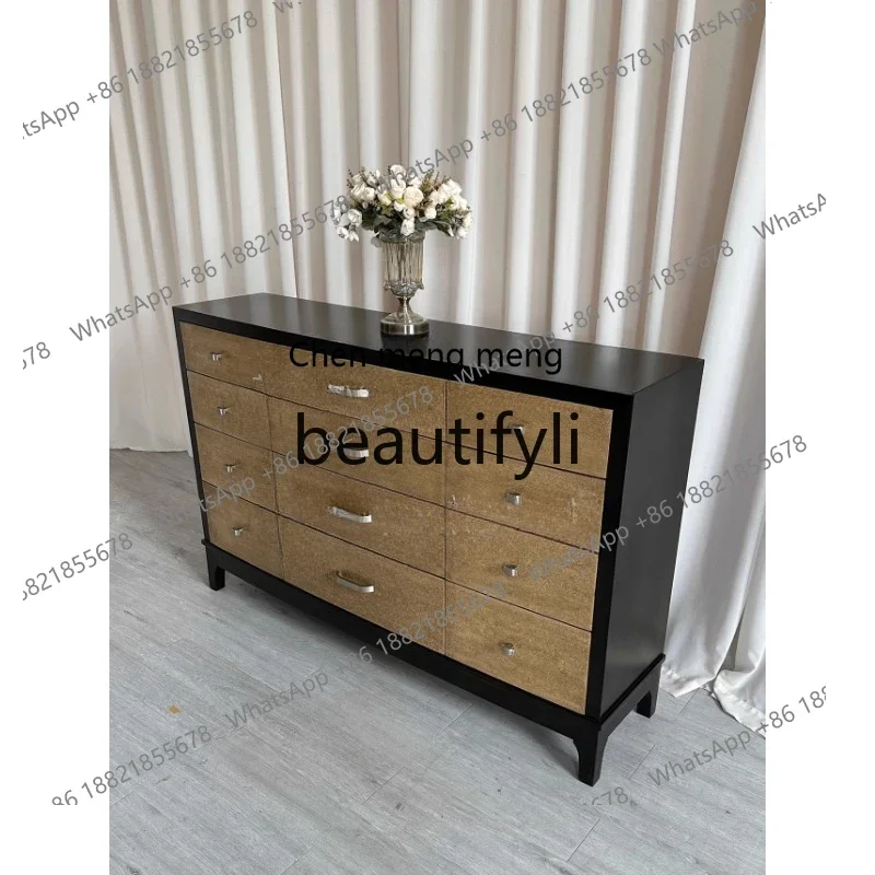 G Living room household bucket cabinet American solid wood retro new Chinese entrance cabinet dining side cabinet