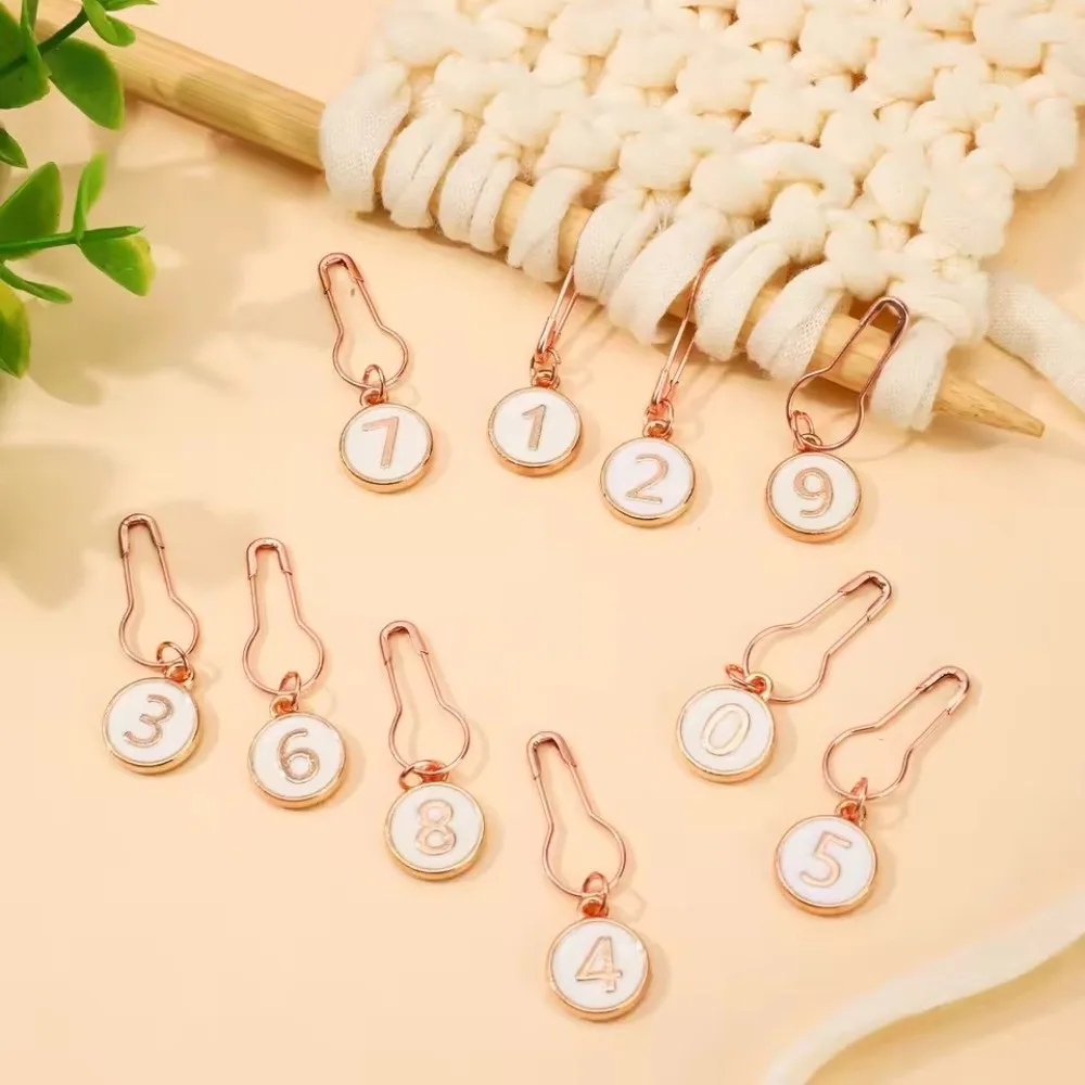 10Pcs/Pack Small Sweater Counter Mark Enamel Charm DIY Number Markings Knitting Tools Gourd Shape Anti-Unlock Buckle