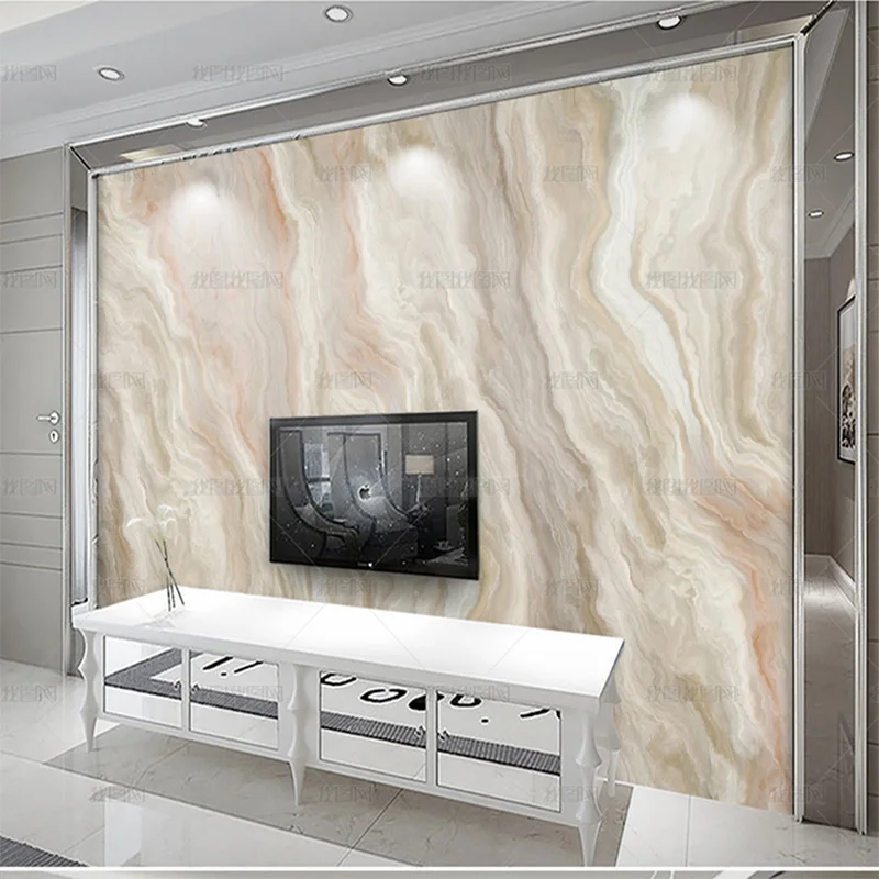 custom 3D Modern simple wallpaper yellow microcrystalline ceramic tile flowing gold and colorful mural marble TV background wall